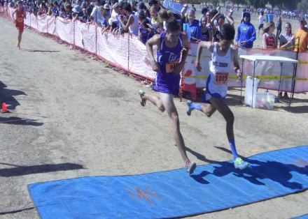 Battling for 14th place, Large School Varsity Boys Race, Lagoon Valley Classic (2015)