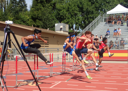 Boys 110 Hurdles (Heat 2), Running with the wind, Marauder Invitational, 2021