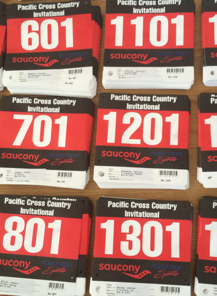 Bib Numbers, Pacific Tiger HS Cross Country Invitational (2015)